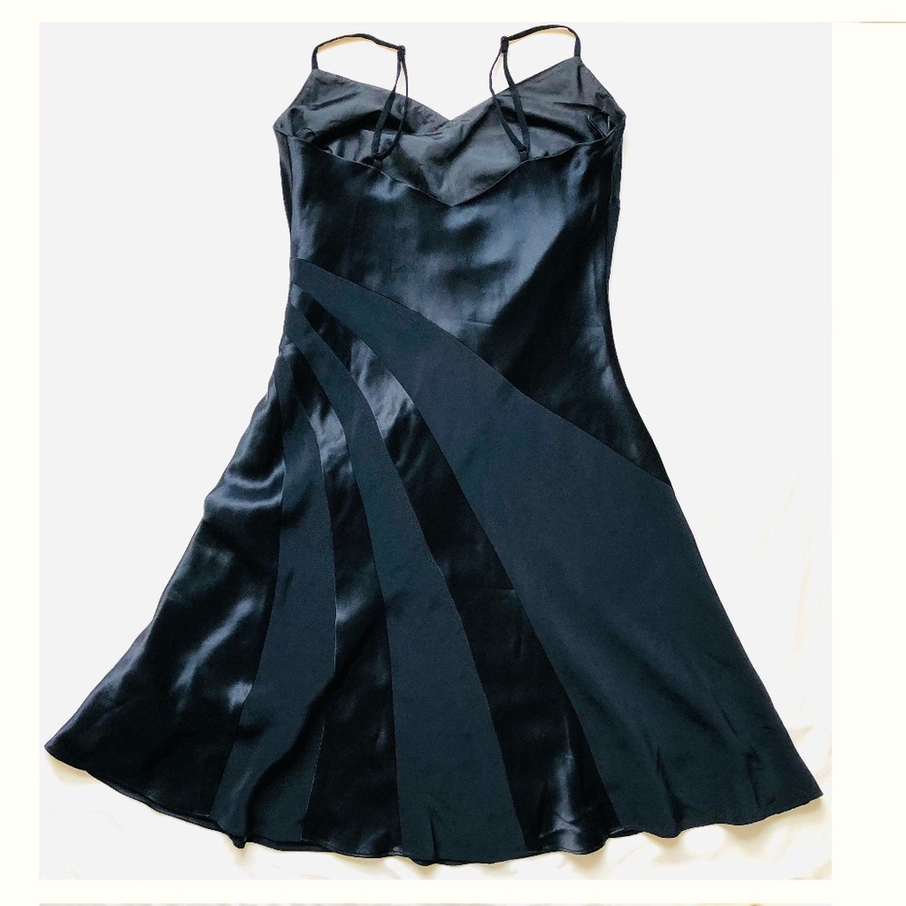 M&S Autograph 2 Tone Black Cocktail Party Cami Midi Satin V Neck Evening Dress 8